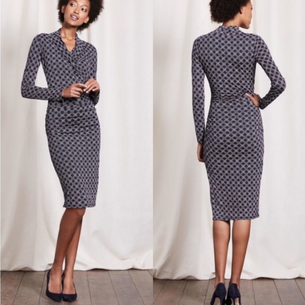Boden Ruched Wrap Dress Honeycomb Spots 2